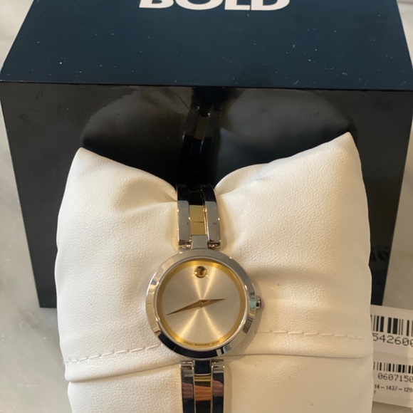 *BRAND NEW* MOVADO Aleena 27MM SS Silver Dial Two-Tone Women\'s Watch 0607150